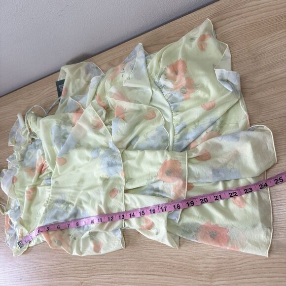 Wild Fable Tiered Babydoll Dress Women Large Green Floral Milkmaid Sundress - Picture 6 of 6